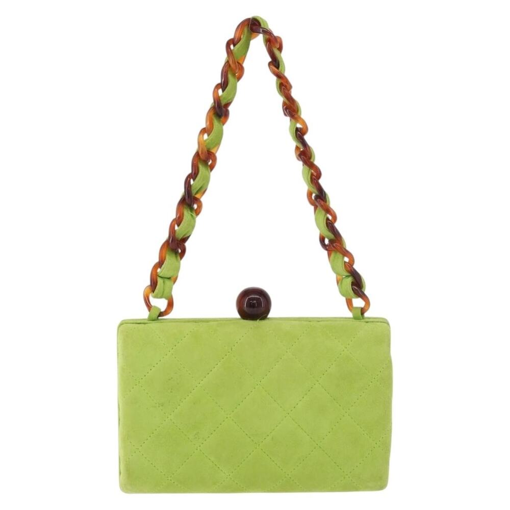 Chanel Matelasse Suede Chain Handbag Light Green